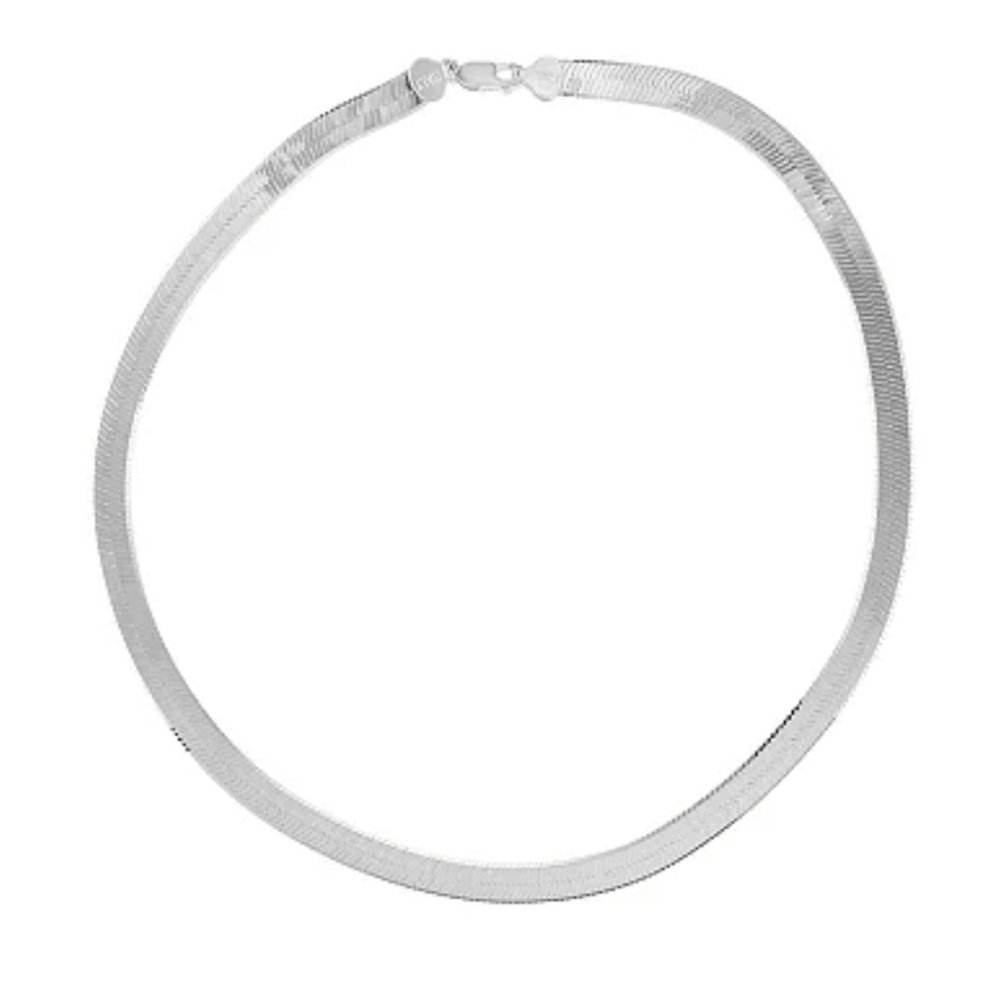 Unisex sterling silver 925 herringbone necklace